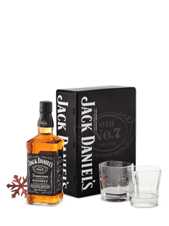 Whiskey du Tennessee Jack Daniel's dans un coffret métallique avec 2 verres